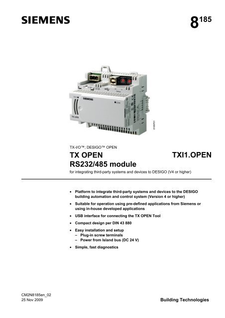 TX OPEN RS232/485 Module TXI1.OPEN - Siemens