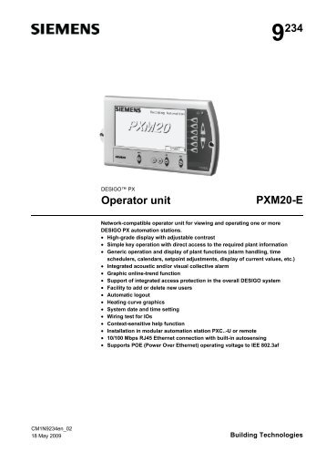 PXM20-E Operator unit Data sheet N9234en - Persy