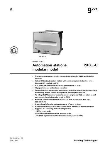 Automation stations modular model PXC...-U - BIG-EU