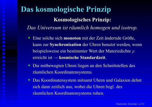 Hauptseminar: Kosmologie - 1. Institut für Theoretische Physik ...