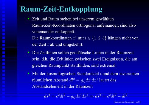 Hauptseminar: Kosmologie - 1. Institut für Theoretische Physik ...