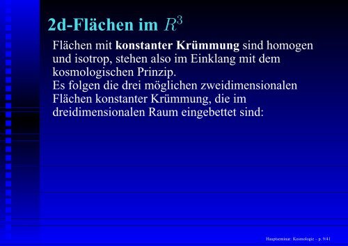 Hauptseminar: Kosmologie - 1. Institut für Theoretische Physik ...