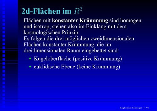 Hauptseminar: Kosmologie - 1. Institut für Theoretische Physik ...