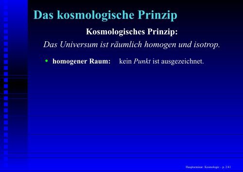 Hauptseminar: Kosmologie - 1. Institut für Theoretische Physik ...