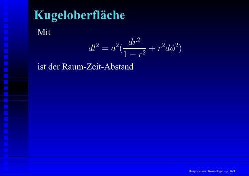 Hauptseminar: Kosmologie - 1. Institut für Theoretische Physik ...