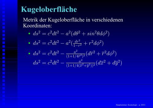 Hauptseminar: Kosmologie - 1. Institut für Theoretische Physik ...