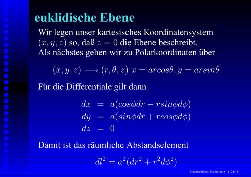 Hauptseminar: Kosmologie - 1. Institut für Theoretische Physik ...