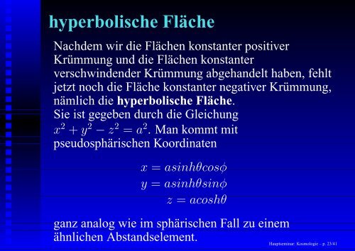 Hauptseminar: Kosmologie - 1. Institut für Theoretische Physik ...