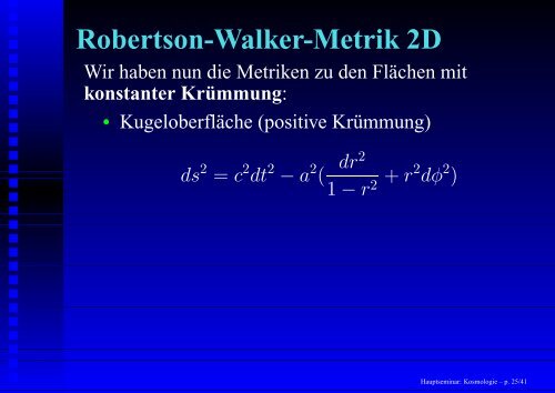 Hauptseminar: Kosmologie - 1. Institut für Theoretische Physik ...