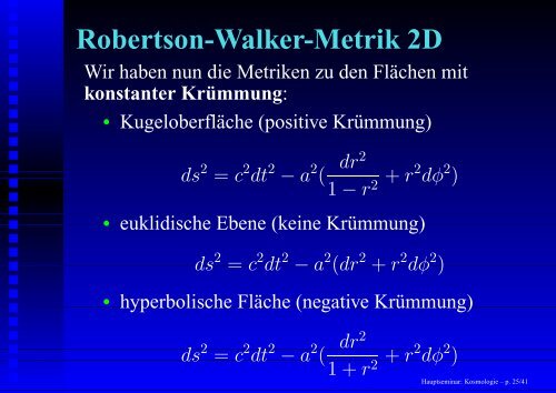 Hauptseminar: Kosmologie - 1. Institut für Theoretische Physik ...