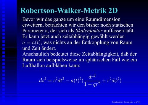 Hauptseminar: Kosmologie - 1. Institut für Theoretische Physik ...