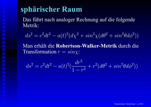 Hauptseminar: Kosmologie - 1. Institut für Theoretische Physik ...