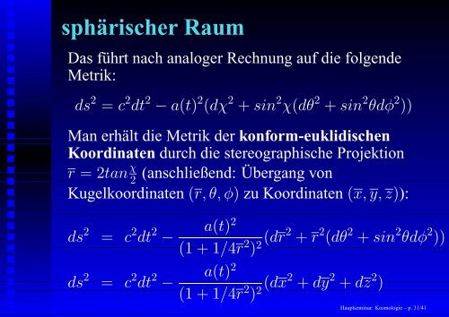 Hauptseminar: Kosmologie - 1. Institut für Theoretische Physik ...