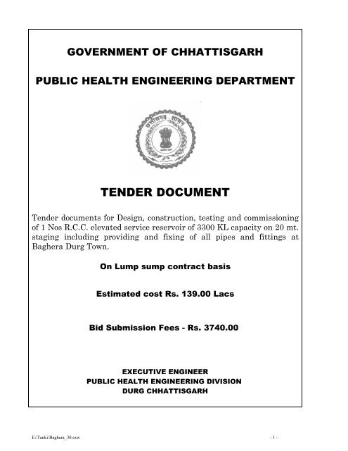 TENDER DOCUMENT