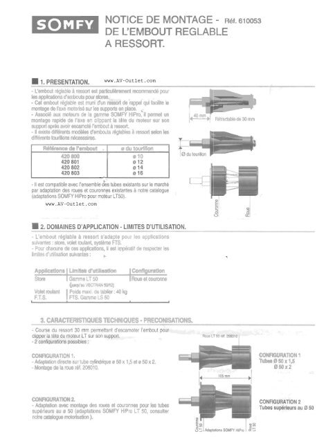 Somfy 9420800 Idler Instructions - AV Outlet