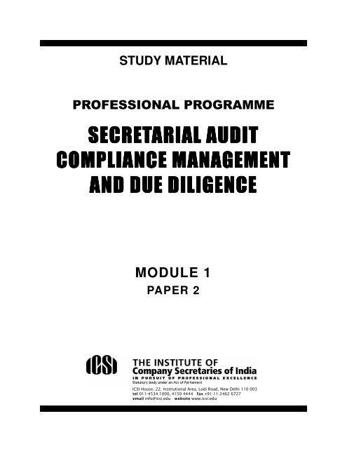 COMPLIANCE MANAGEMENT AND DUE DILIGENCE