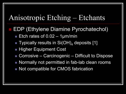 Wet Isotropic and Anisotropic Etching - ECE