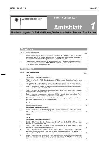 Amtsblatt - Bundesnetzagentur