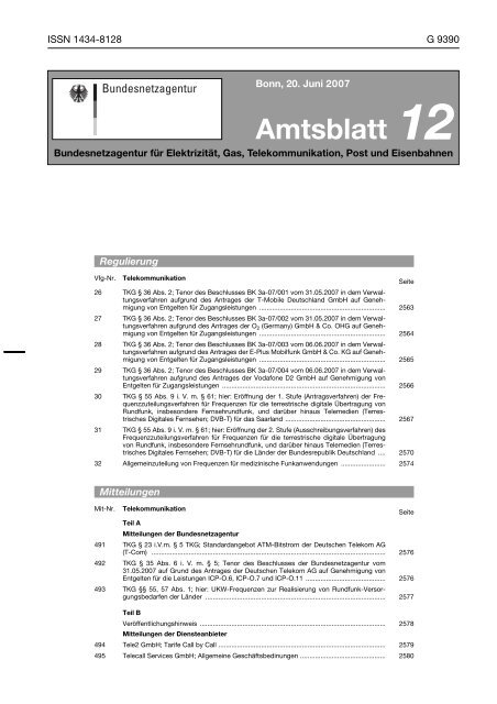 Amtsblatt - Bundesnetzagentur