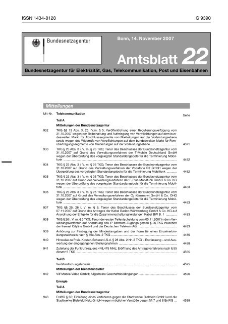 Amtsblatt - Bundesnetzagentur