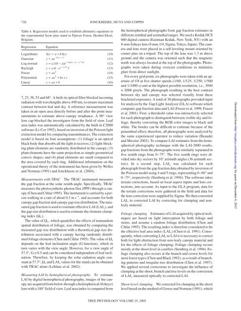 Allometry and evaluation of in situ optical LAI ... - Tree Physiology