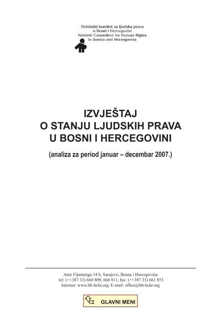 IZVJEŠTAJ O STANJU LJUDSKIH PRAVA U BOSNI I HERCEGOVINI