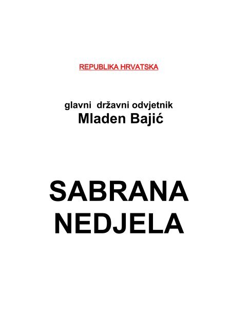 SABRANA NEDJELA