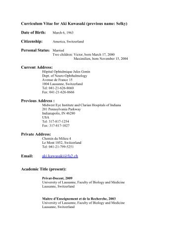 Curriculum Vitae for Aki Kawasaki - vision-research.eu