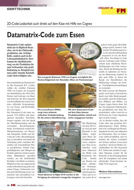 Datamatrix-Code zum Essen - FM DAS LOGISTIK-MAGAZIN