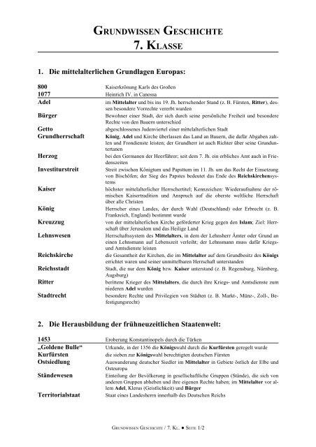 grundwissen geschichte 7. klasse - Breu-Seite