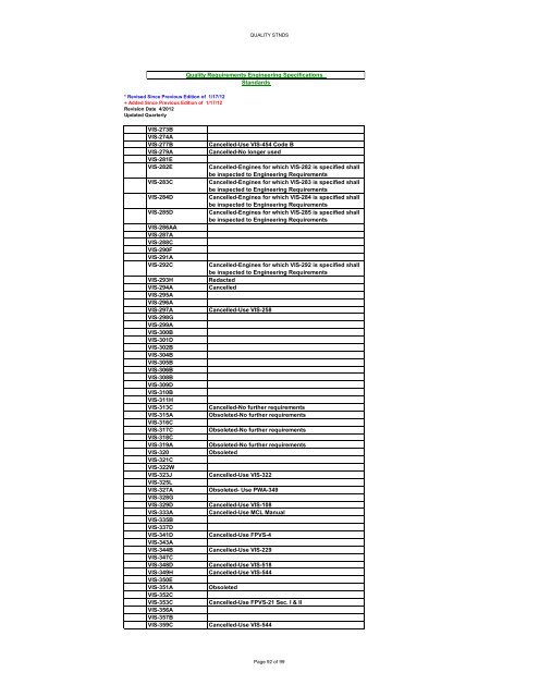 Specification Revision List April 12 2012 Pratt & Whitney