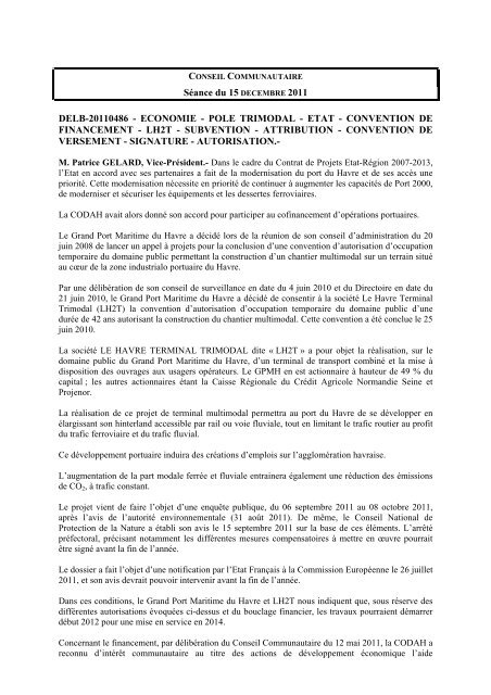 Convention De Financement Lh2t Subvention Codah Convention De Financement Lh2t Subvention Codah