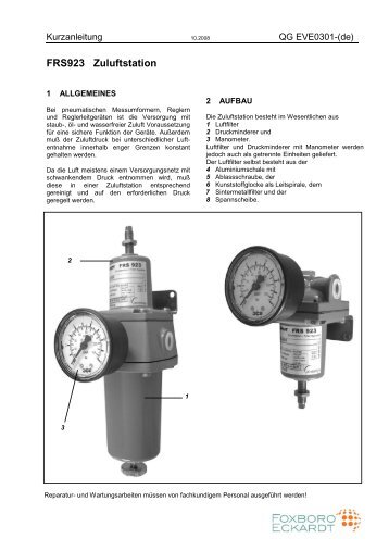 FRS923 Zuluftstation - FOXBORO ECKARDT GmbH