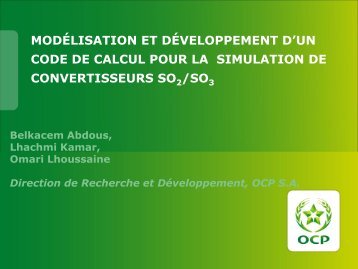 CODE DE CALCUL POUR LA SIMULATION DE CONVERTISSEURS SO /SO