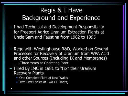 Uranium Recovery from Phosphoric Acid