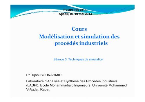 Cours Modélisation et simulation des procédés industriels