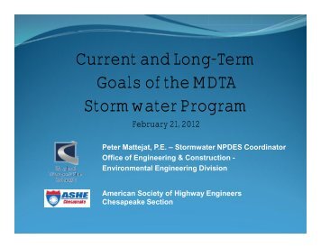 Current and Long-Term Goals of the MDTA Stormwater Program