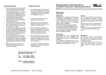 Montageanleitung Filtertrockner (0.08 MB) - ESK Schultze