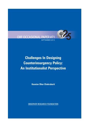 Challenges In Designing Counterinsurgency Policy An Institutionalist Perspective