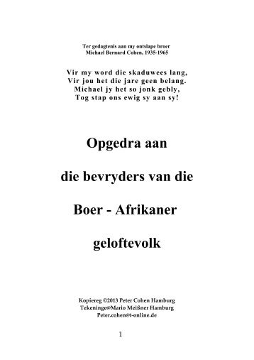 Opgedra aan die bevryders van die Boer - Afrikaner geloftevolk