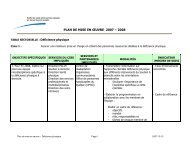 PLAN DE MISE EN ŒUVRE 2007 – 2008 Déficience physique