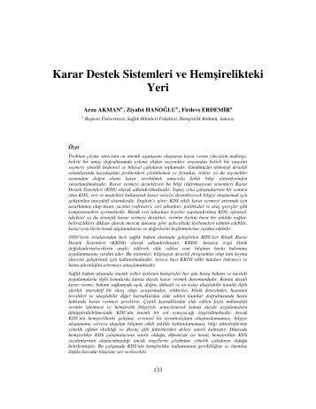 Karar Destek Sistemleri ve Hemşirelikteki Yeri