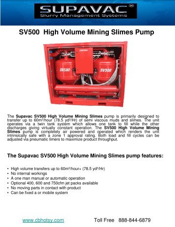 SV500 High Volume Mining Slimes Pump