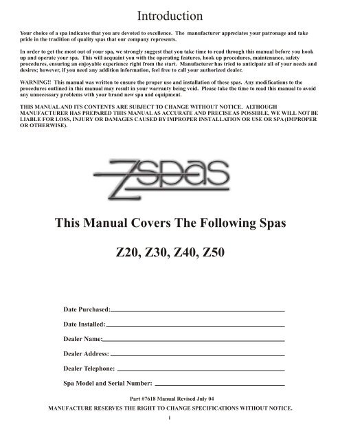 Owners Manual Leisure Spa