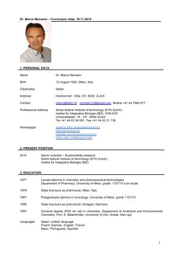 Dr. Marco Morosini, Monaco 1. PERSONAL DATA Name Dr. Marco ...