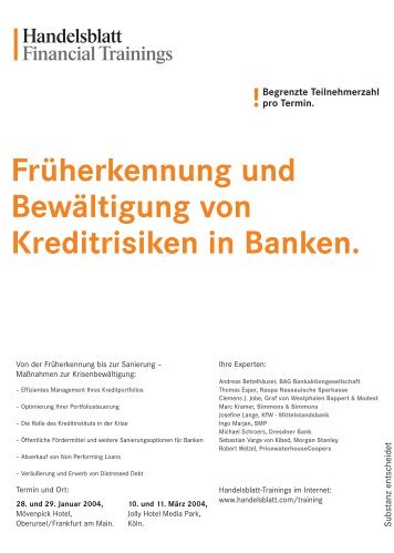 Früherkennung und Bewältigung von Kreditrisiken in Banken.