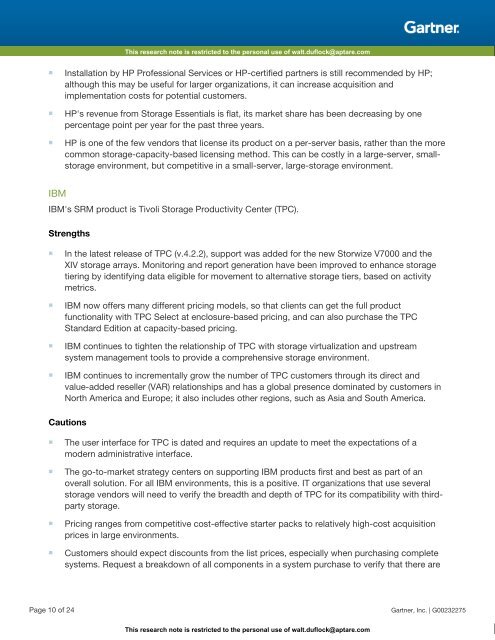 Magic Quadrant for Storage Resource Management and SAN Management Software