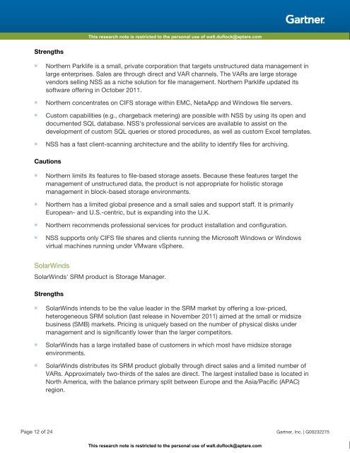 Magic Quadrant for Storage Resource Management and SAN Management Software