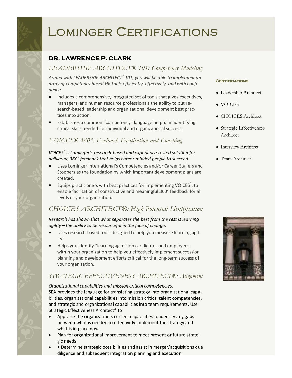 lominger interview architect