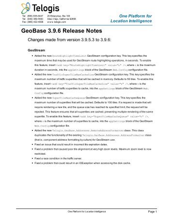 GeoBase 3.9.6 Release Notes